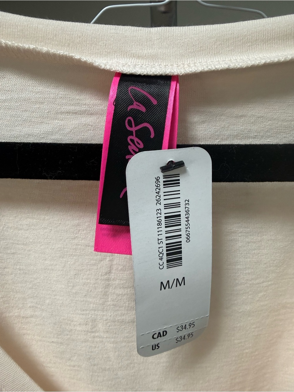 La Senza Women’s Cream V-Neck Long Sleeve Sleepwear Top – Medium NWT - Picture 2 of 7